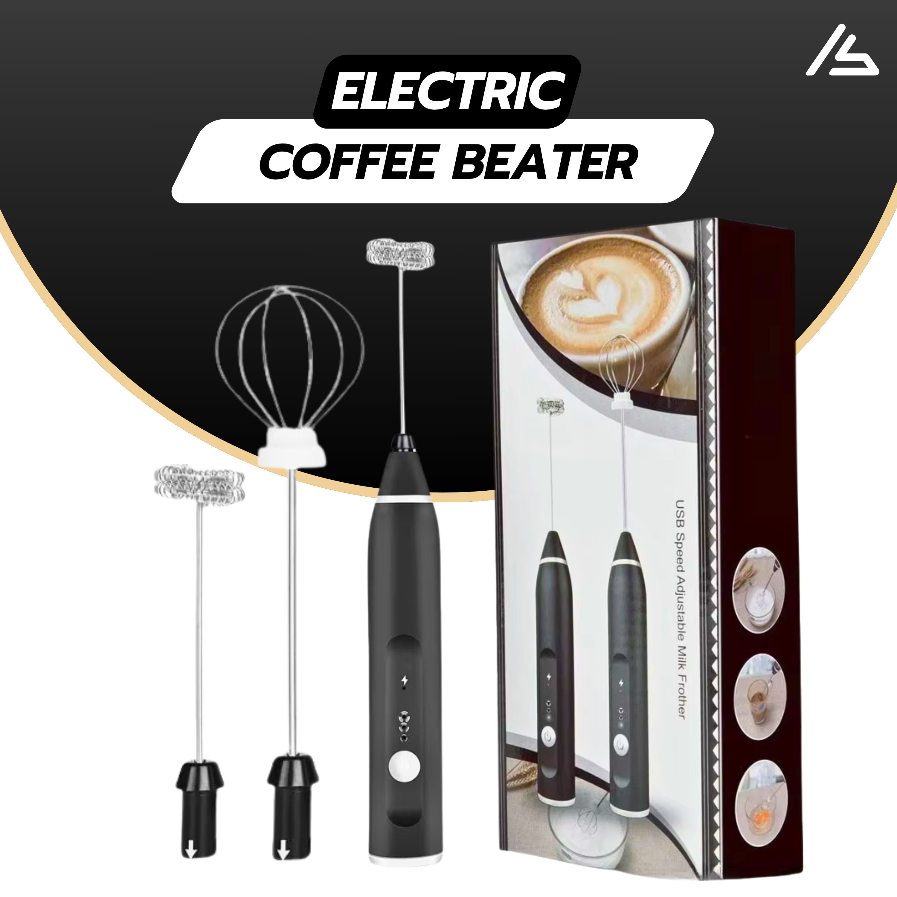 2 in 1 Rechargeable Coffee Beater & Egg Whisker – Electric Milk Frother & Coffee Foamer, Portable USB Handheld Mixer, High-Speed Mini Blender Drink Mixer for Latte, Cappuccino, Hot Chocolate, Eggs & Cake Beating (3-Speed Adjustable, Stainless Steel )