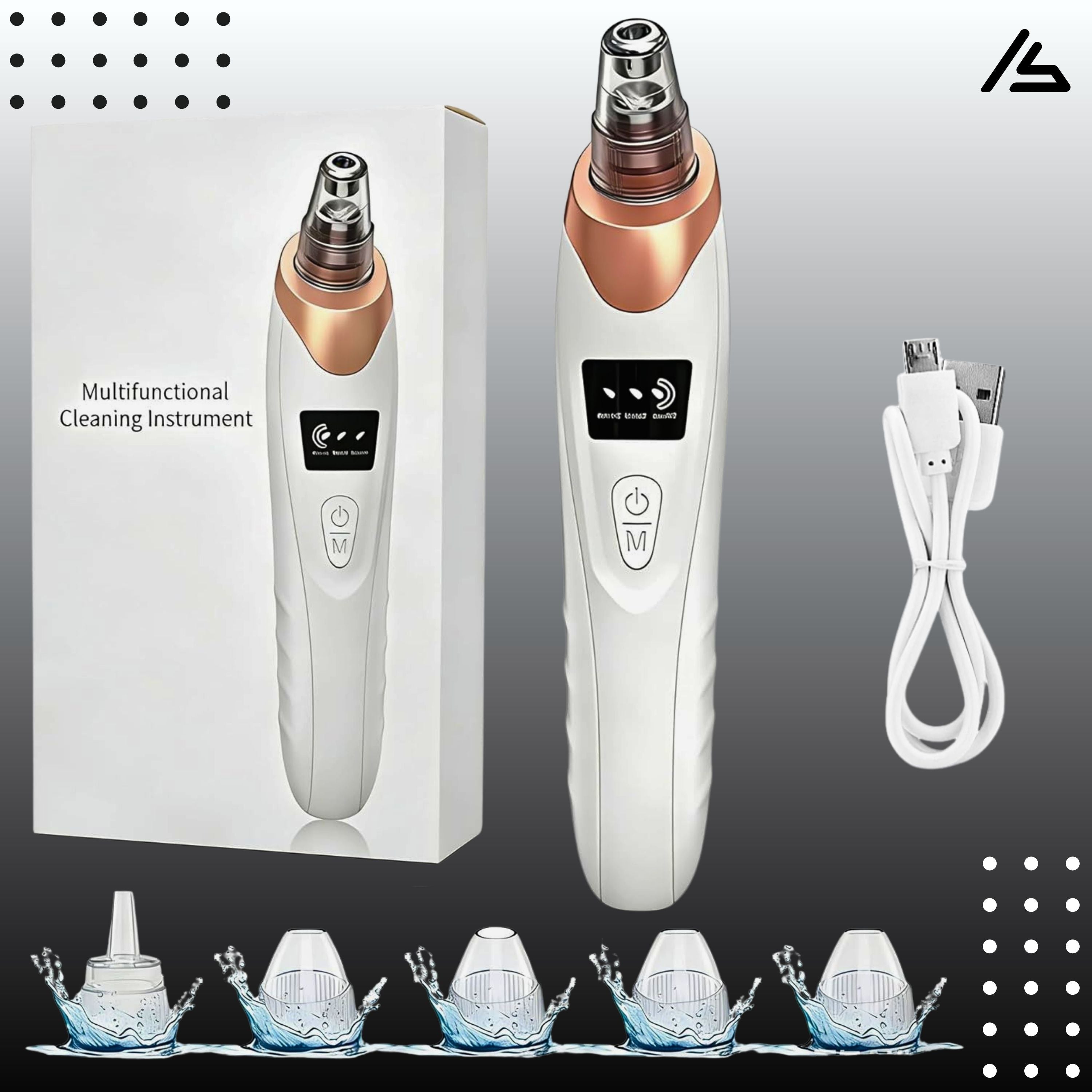 Electric Blackhead Remover Vacuum Acne Cleaner – 5 in 1 Facial Pore Cleaner Machine, Black Spots Removal Device, Derma Suction Pimple Acne Remover, Whitehead Extractor & Exfoliating Skin Care Beauty Tool with 5 Heads Suction
