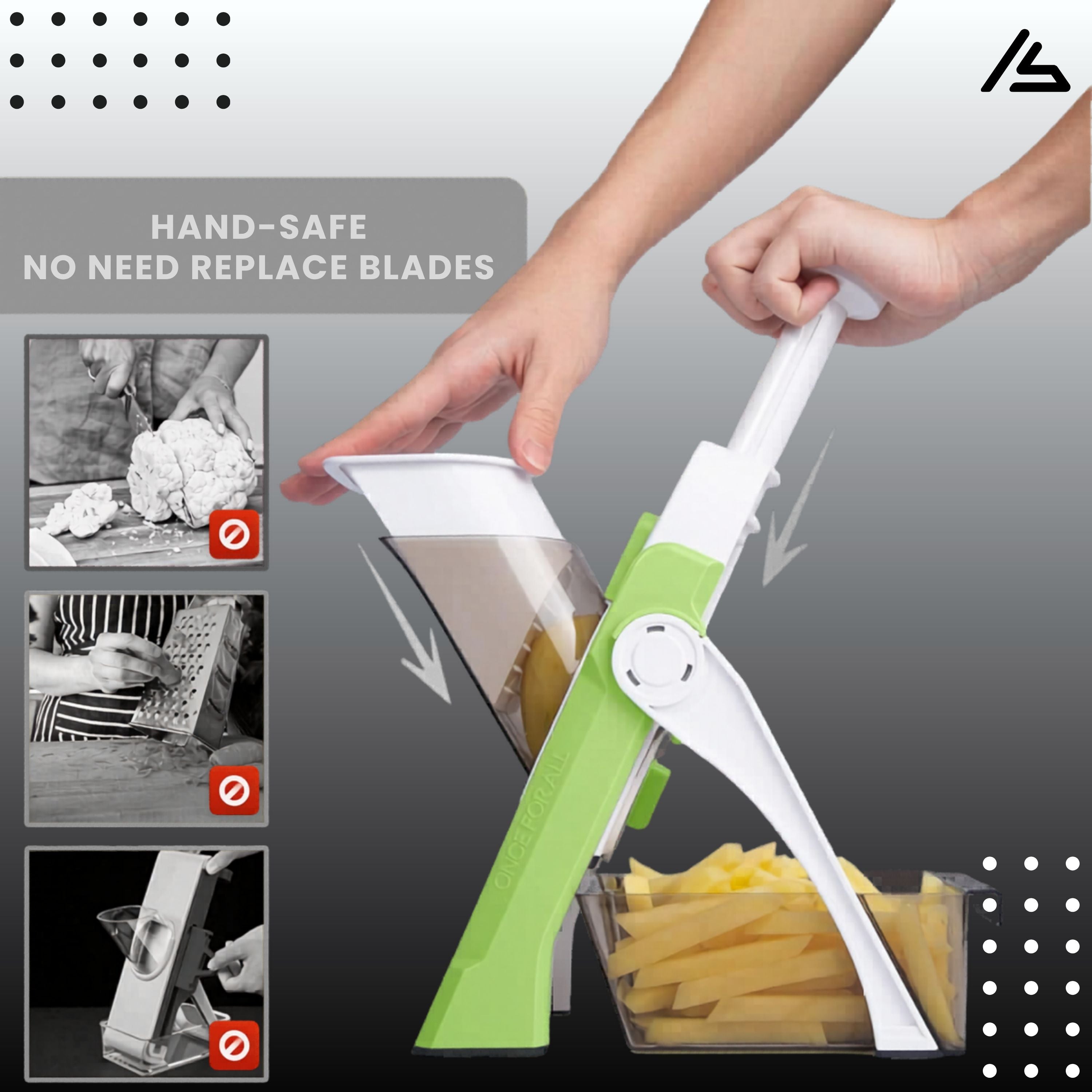 Mandoline Spring Slicer Vegetable & Fruit Cutter – 5 in 1 Manual Pump Brava Slicer & Dicer, Multifunctional High Quality ABS Vegetable & Fruit Slicer, 40+ Thickness Adjuster, Meal Prep Cutter, Precision Slicing & Cutting Tool
