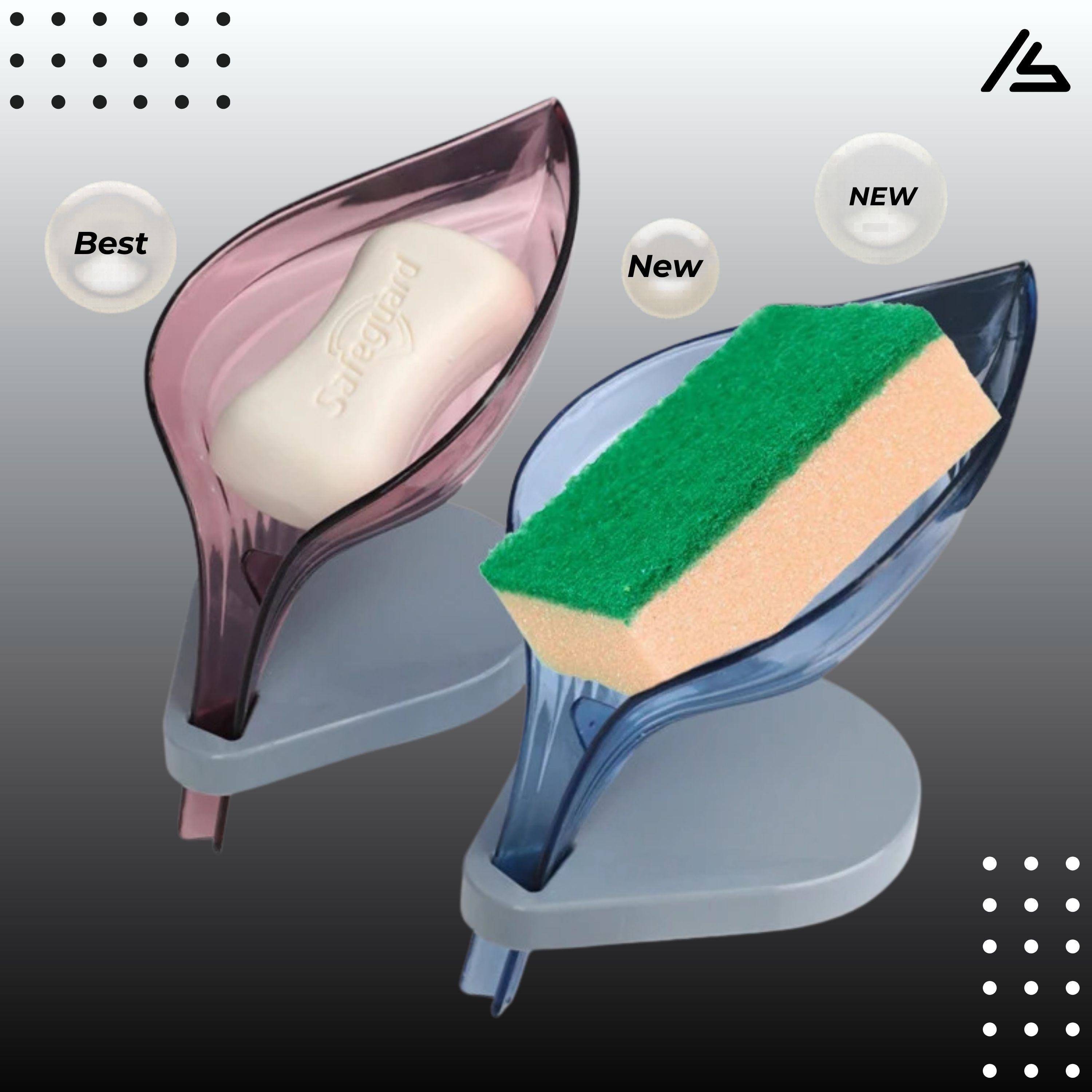 Creative Leaf Shape Self Draining Soap Holder – Plastic Soap Dish with Suction Cup, Decorative Drainage Soap Storage Tray Basket for Bathroom, Kitchen, Shower & Wash Basin, Easy Clean Soap Box (Random Colors)
