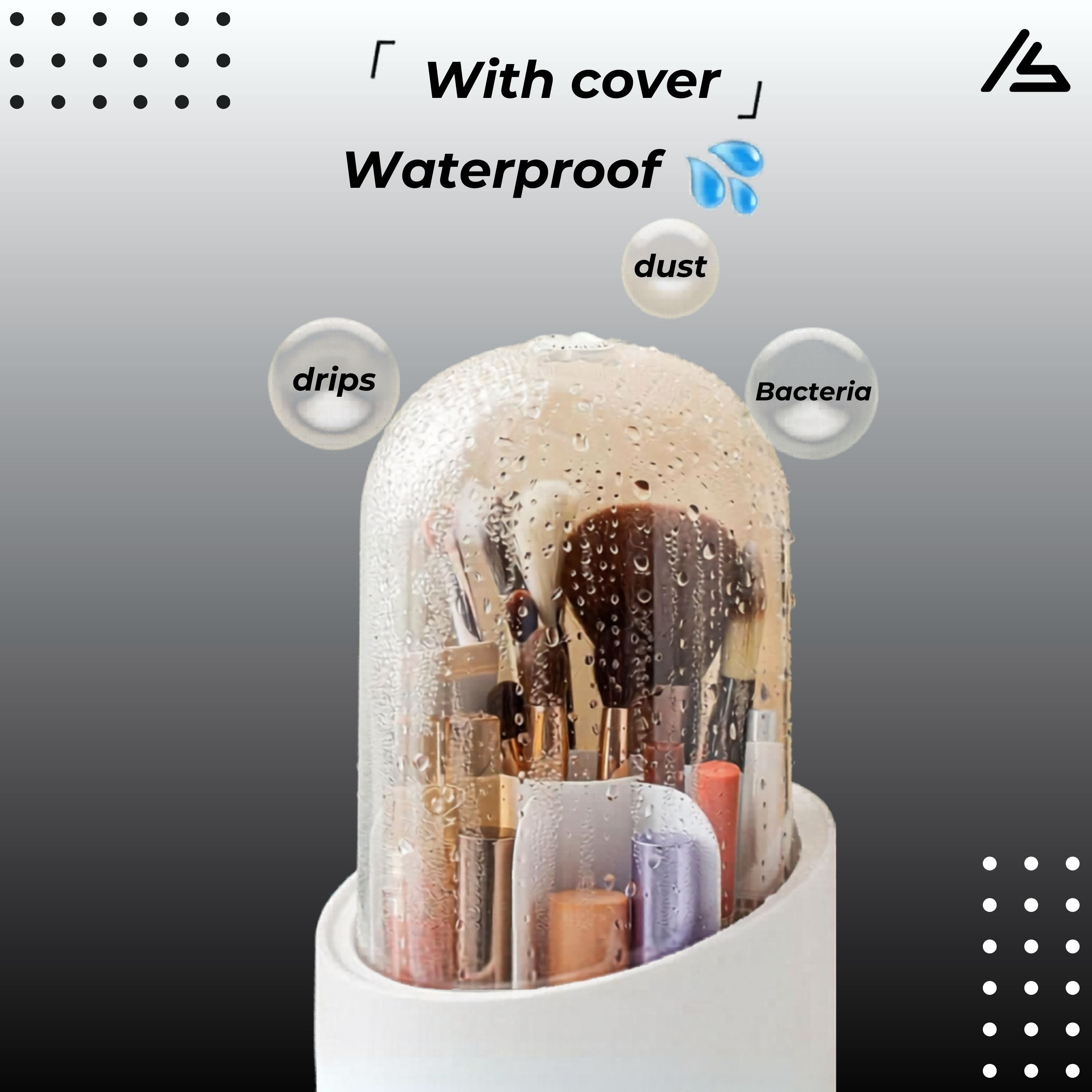 360° Rotating Makeup Organizer – Cosmetic Storage Tray with Dustproof Cover, Large Capacity Vanity Organizer for Makeup Brushes, Perfume & Jewellery, 7 Compartment Clear Desktop Display Stand