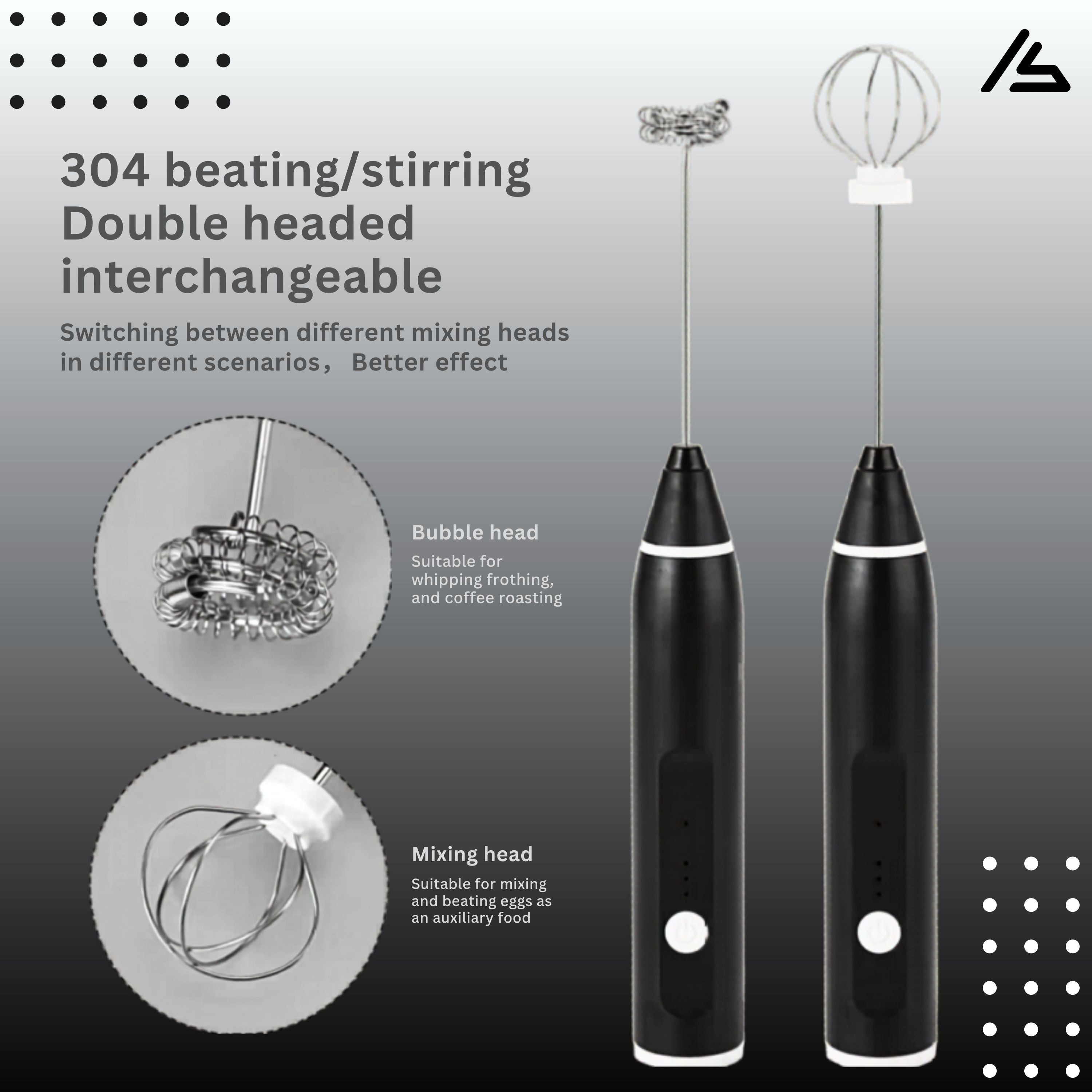 2 in 1 Rechargeable Coffee Beater & Egg Whisker – Electric Milk Frother & Coffee Foamer, Portable USB Handheld Mixer, High-Speed Mini Blender Drink Mixer for Latte, Cappuccino, Hot Chocolate, Eggs & Cake Beating (3-Speed Adjustable, Stainless Steel )